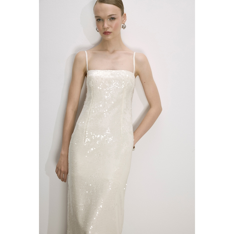Thumbnail of Miles Sequin Dress In Cloud Cream image