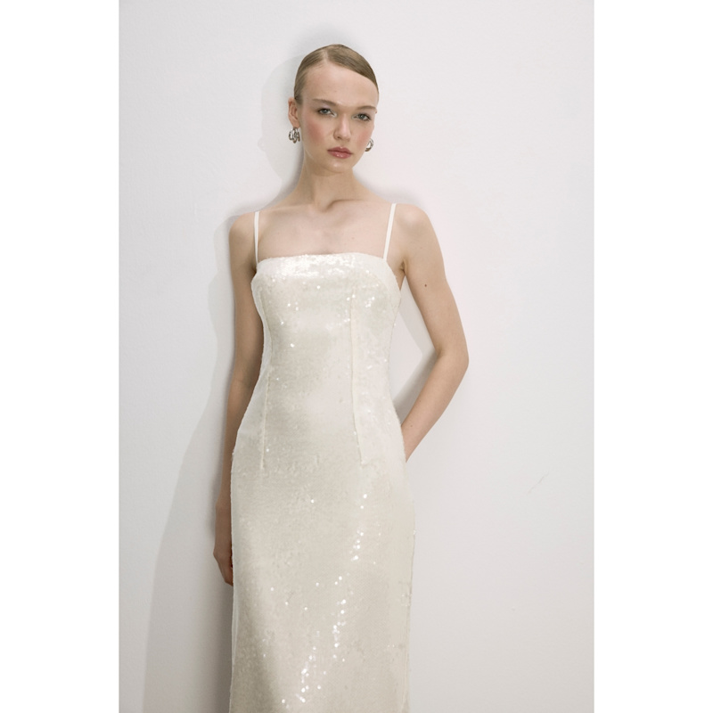 Thumbnail of Miles Sequin Dress In Cloud Cream image