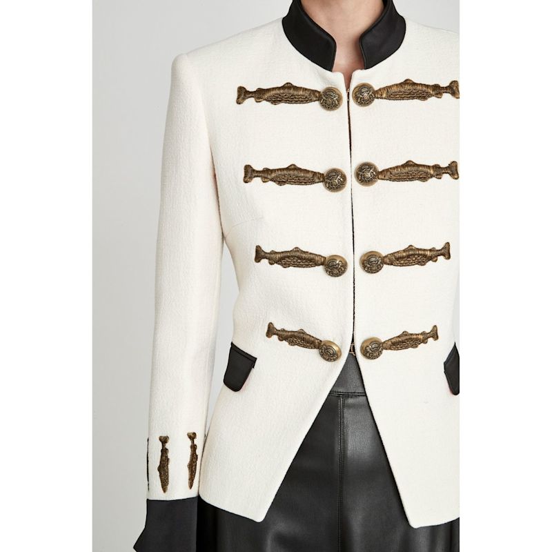 Thumbnail of Ivory Military Tailored Blazer With Gold Embroidery image