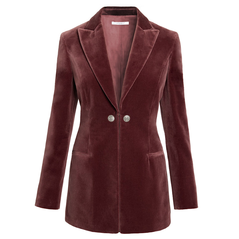 Thumbnail of Milli Long Velvet Jacket In Luxury Stretch Velvet image