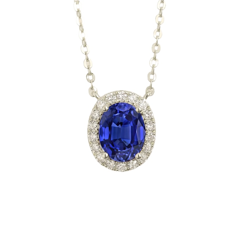 Thumbnail of Mina White Gold Necklace Set With Blue Sapphire & Diamond image