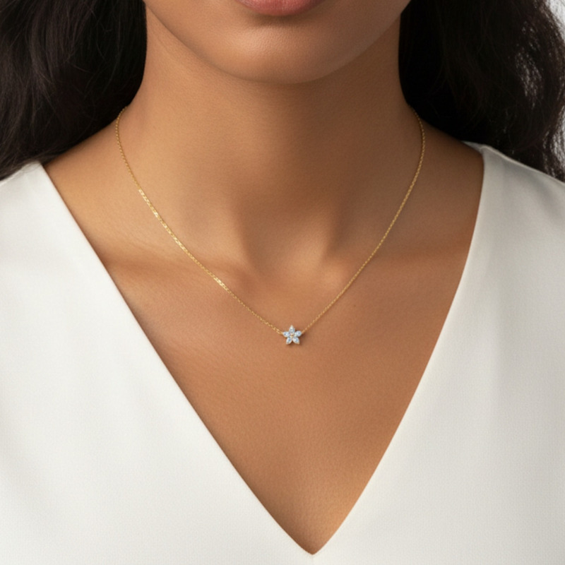 Thumbnail of Mini Bloom™ Moissanite Gold Vermeil Flower Necklace image