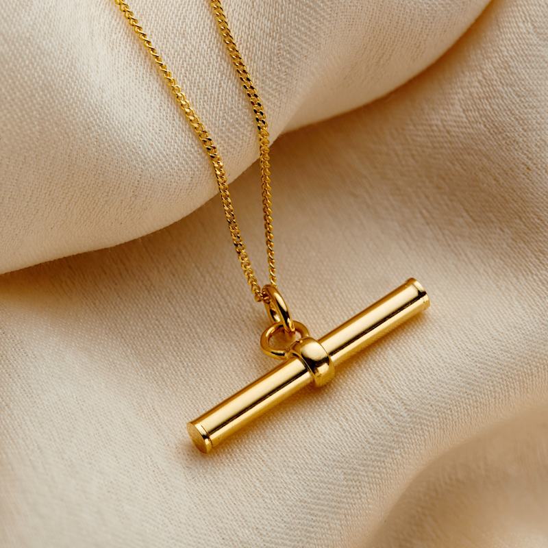9Ct Gold T-Bar Necklace | Posh Totty Designs | Wolf & Badger