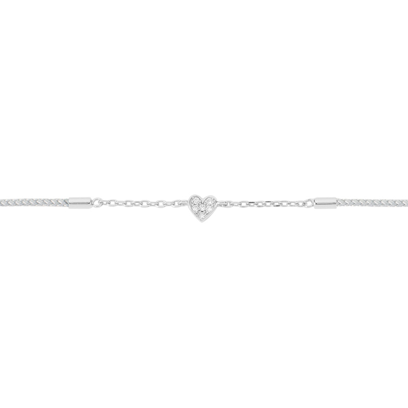 Thumbnail of Mini Heart Sterling Silver Premium Silk Cord Bracelet image