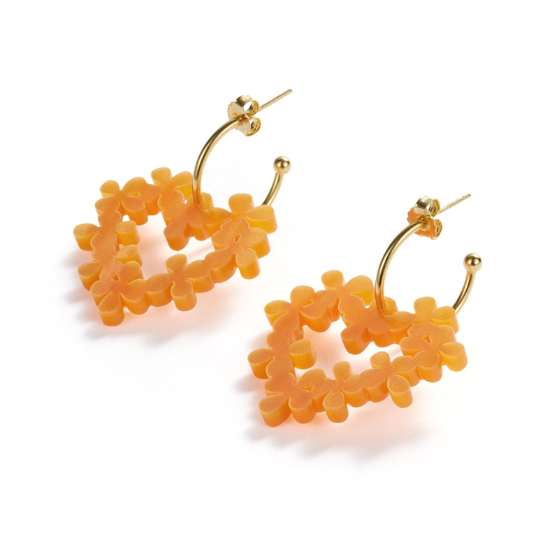 Thumbnail of Mini Hearts In Flowers - Orange & Gold Vermeil image