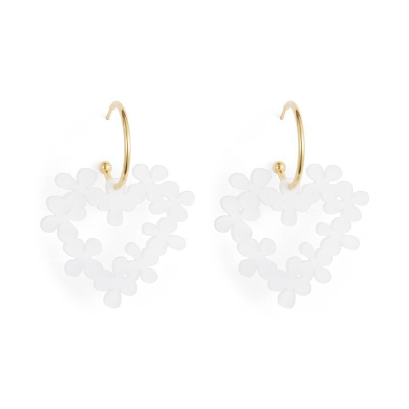 Thumbnail of Mini Hearts In Flowers - White & Gold Vermeil image