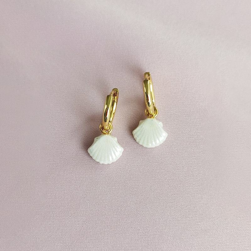 Thumbnail of Mini Porcelain Seashell Earrings image
