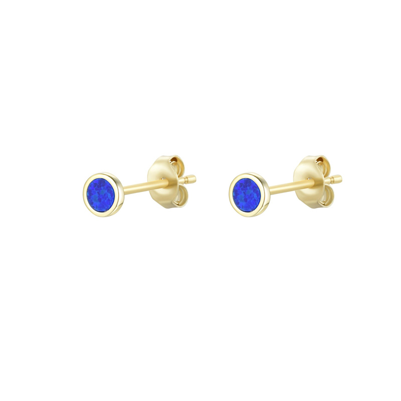 Thumbnail of Mini Round Opal Stud Earrings - White image