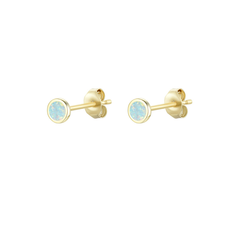 Thumbnail of Mini Round Opal Stud Earrings - White image
