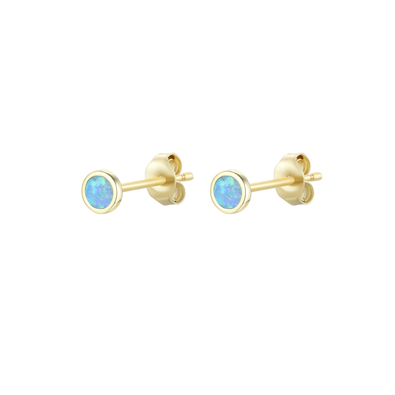 Thumbnail of Mini Round Opal Stud Earrings - White image