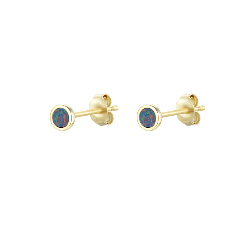 Thumbnail of Mini Round Opal Stud Earrings - White image