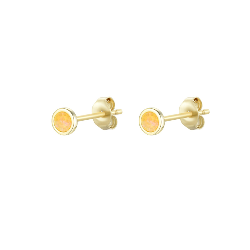 Thumbnail of Mini Round Opal Stud Earrings - White image
