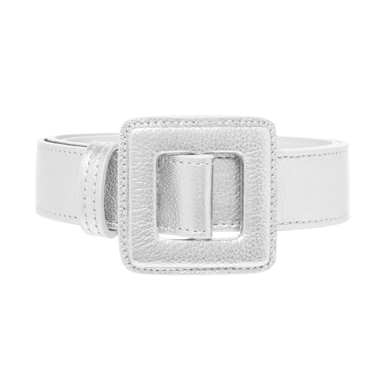 Thumbnail of Mini Square Metallic Buckle Belt - Silver Shimmer image