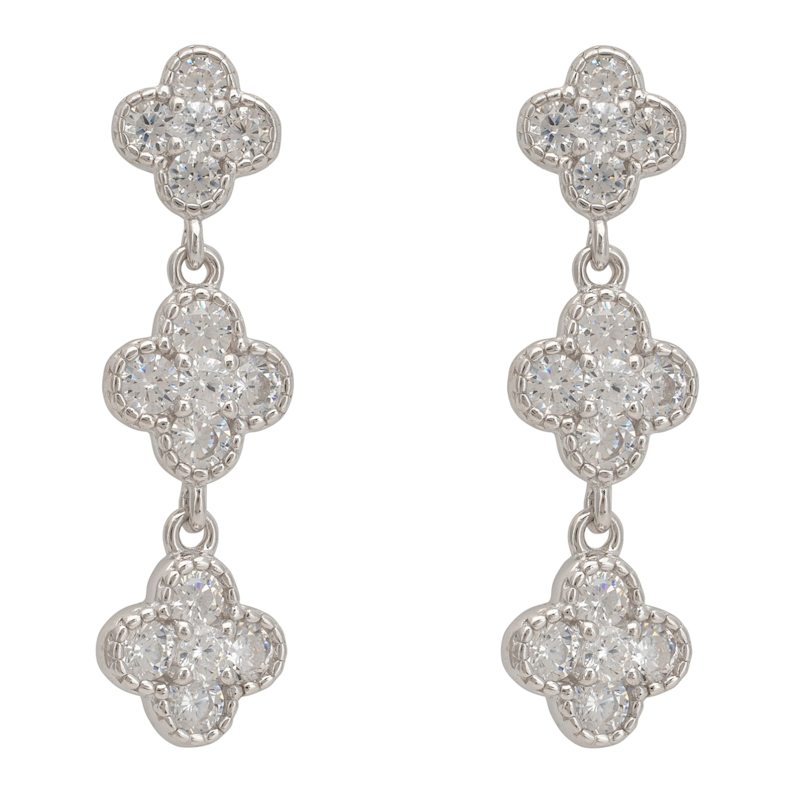Thumbnail of Mini Triple Clover Drop Earrings Silver image