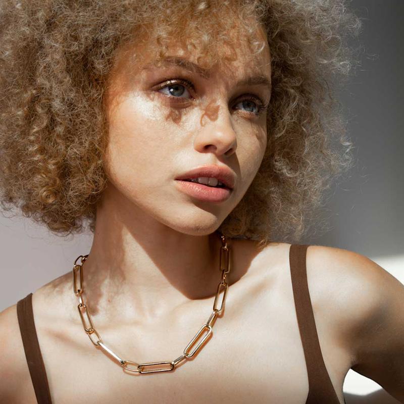 Thumbnail of Large Paperclip Gold Modern Chain Necklace image