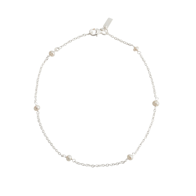 Thumbnail of Minimal Pearl Anklet - White Pearl & Sterling Silver image