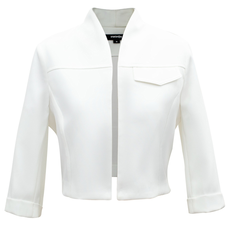 Minimalist Crop Jacket- White | Smart and Joy | Wolf & Badger