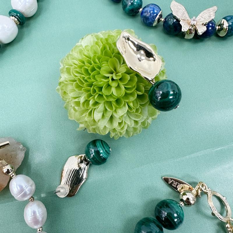 Thumbnail of Minimalist Malachite Dangle Earrings image