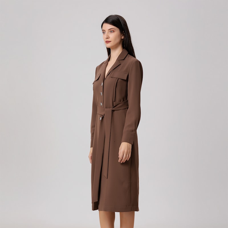 Thumbnail of Minimalist Safari Style Dress - Brown image
