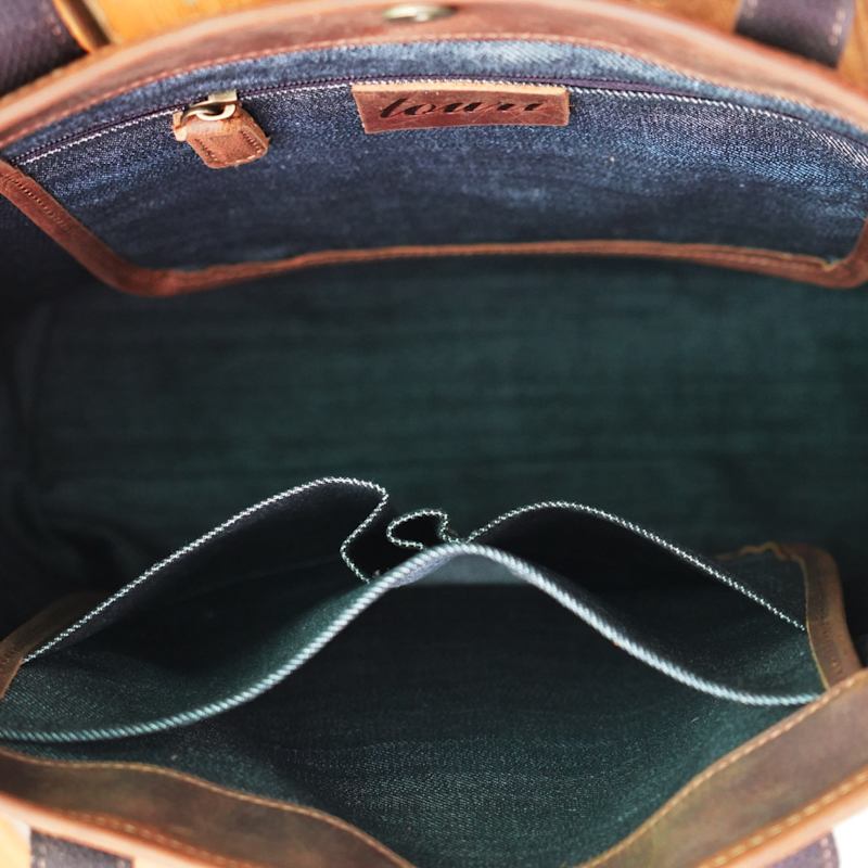 【新品未使用Sサイズ】VINTAGE WASHED LEATHER ZIP Minimalist Zip Open Leather Backpack - Dark Brown | Touri | Wolf