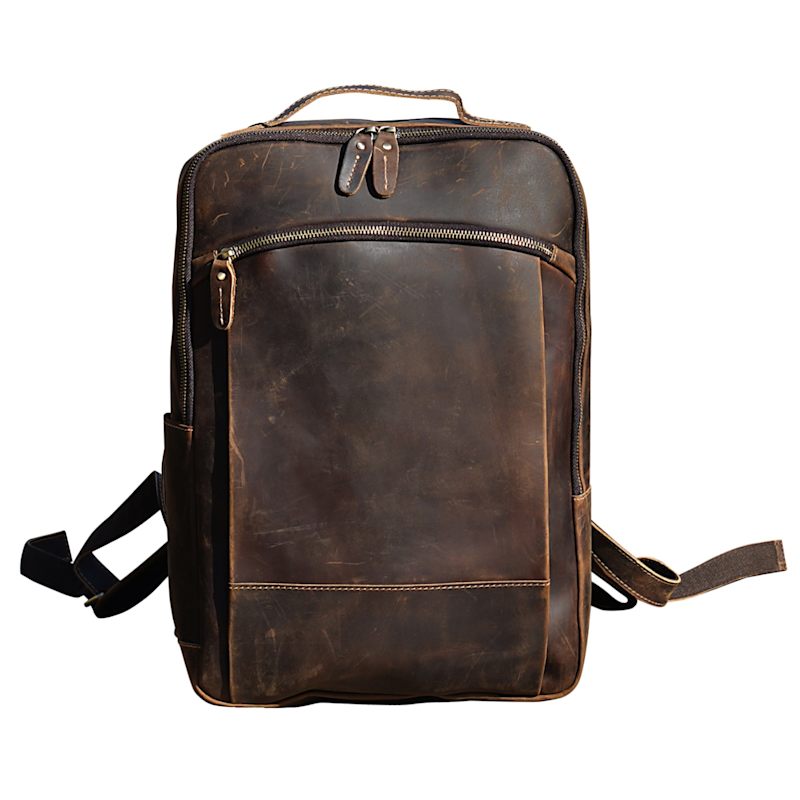 Thumbnail of Minimalist Zip Open Leather Backpack image