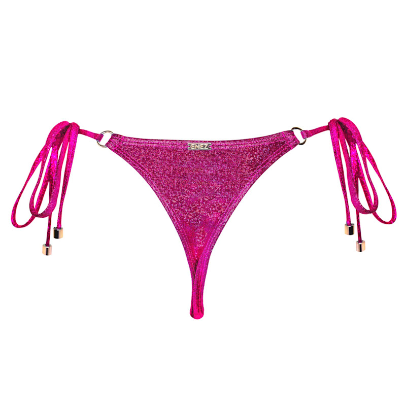 Mira Thong Bikini Bottoms - Candy Pink Glitter | Enez Swim | Wolf & Badger