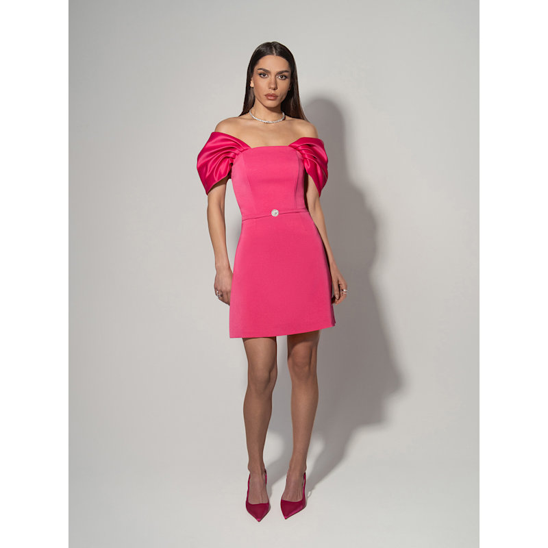 Thumbnail of Mirage Crystal Ornament Mini Dress - Hot Pink image