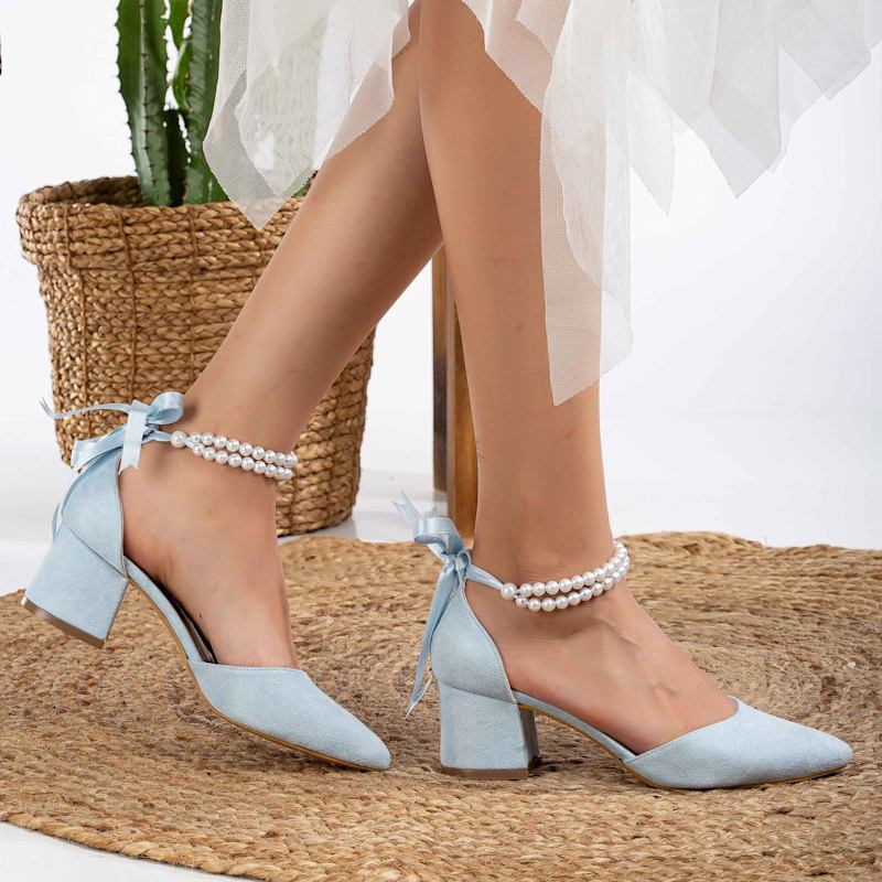Miranda Baby Blue Pumps With Pearls Forever Always Shoes