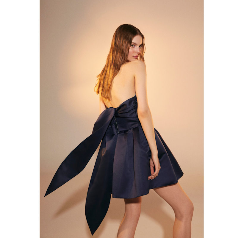 Miro Strapless Mini Dress In Midnight Blue | NAZLI CEREN | Wolf & Badger