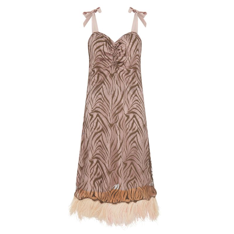 Thumbnail of Miss Simpson Slip Dress in Kahki with Blush Slip image
