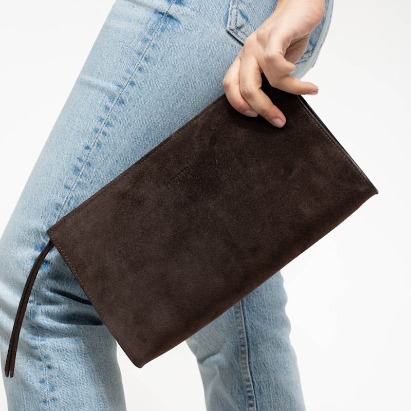 Thumbnail of Mitte Suede Clutch Bag - Dark Brown image