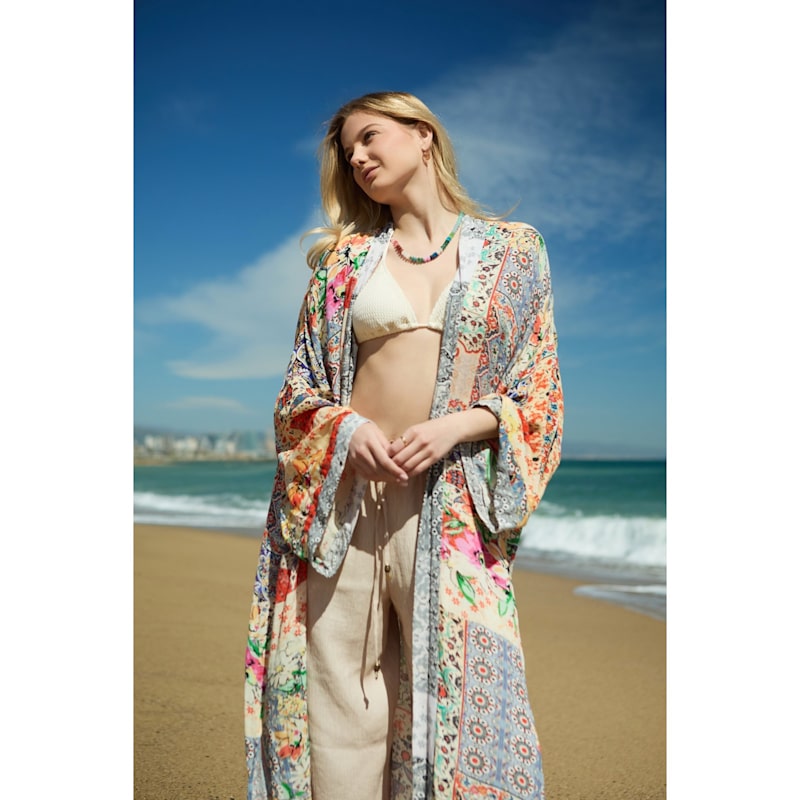 Thumbnail of Mixed Floral Long Kimono Duster image