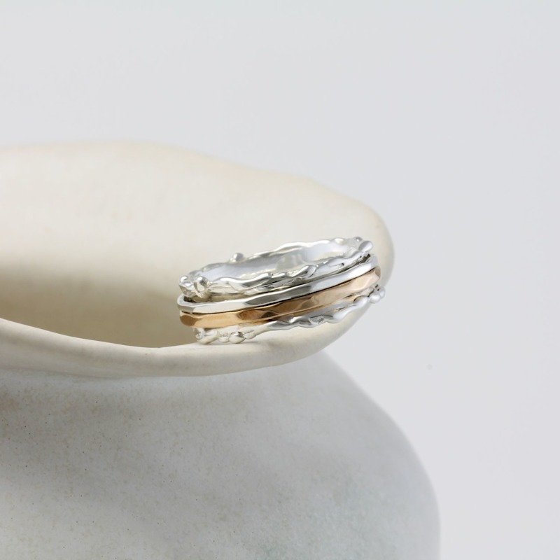 Mixed Metal Dual Spinning Ring | Isla Silver | Wolf & Badger