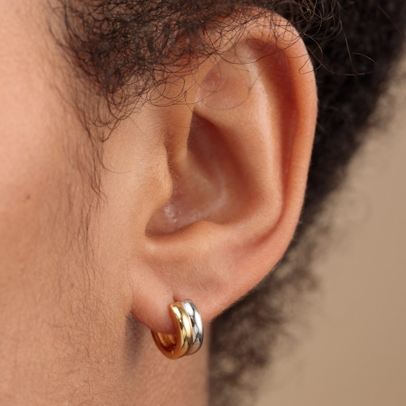 Thumbnail of Mixed Metal Huggie Earrings image