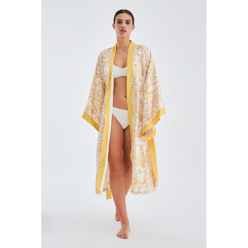 Thumbnail of Sitara Satin Kimono Mustard - Multicolour image