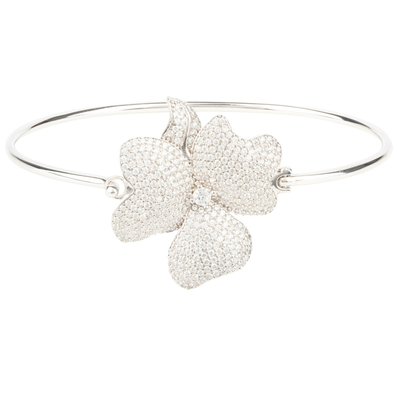 Thumbnail of Flower Large Statement Cuff Bracelet Silver image