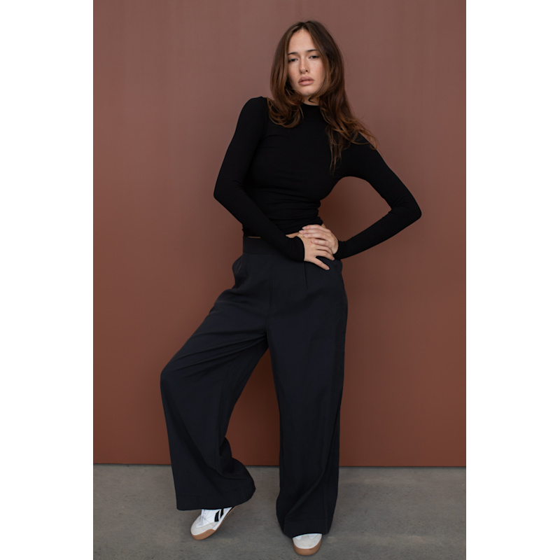 Thumbnail of Mock Neck Long Sleeve Rib Tee Onyx image