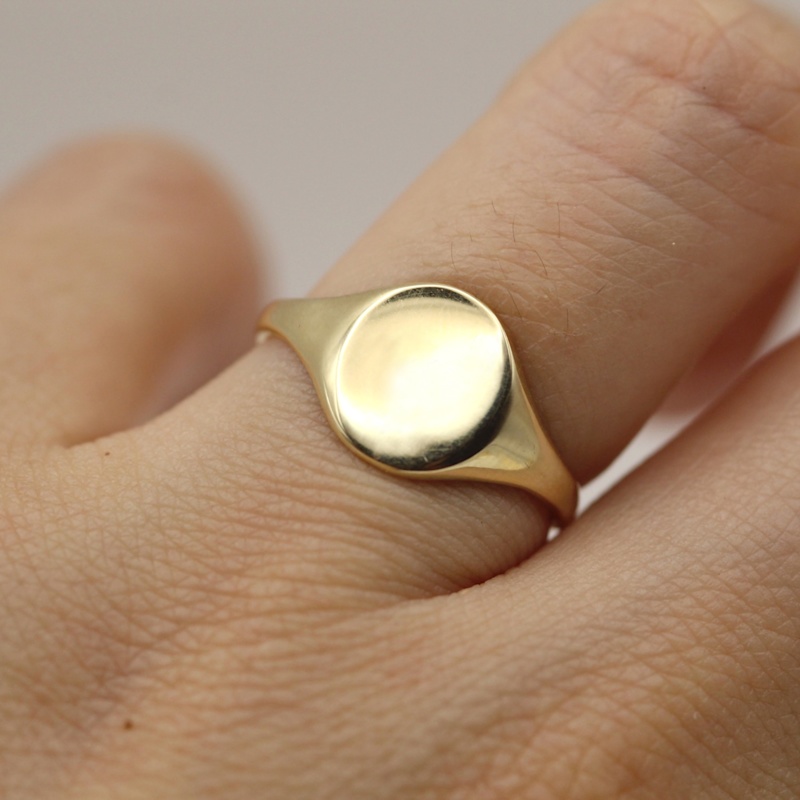 Modern Classic Yellow Solid Gold Signet Ring VicStoneNYC Fine