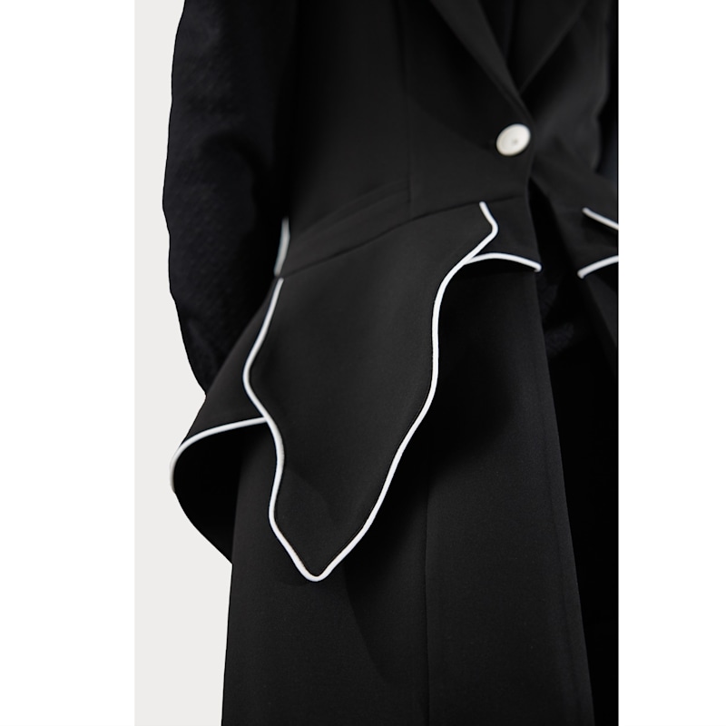 Thumbnail of Modern Elegant Deep V-Neck Vest With Peplum Detail Black image