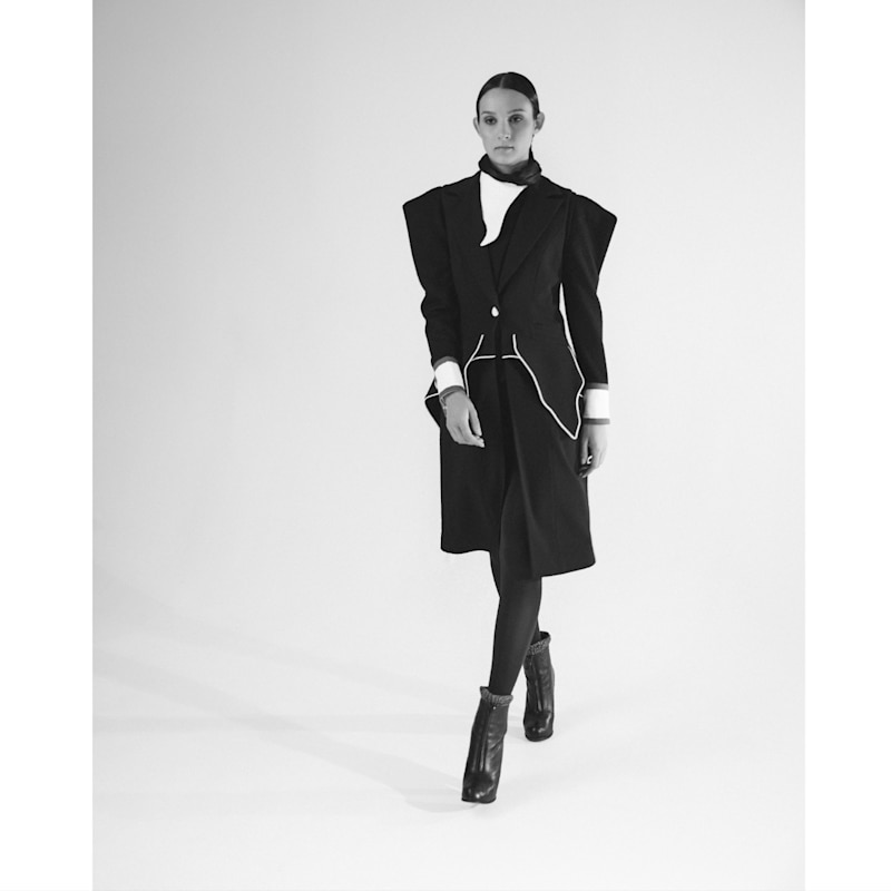 Thumbnail of Modern Elegant Deep V-Neck Vest With Peplum Detail Black image