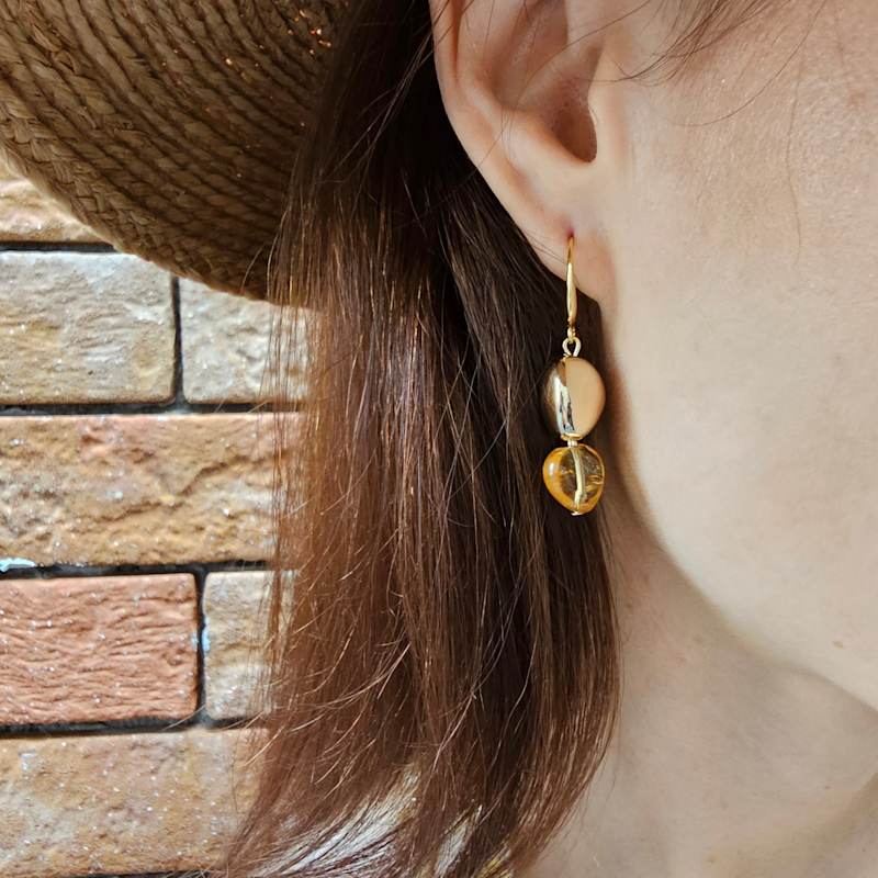 Thumbnail of Modern Style Heart Citrine Dangle Earrings image