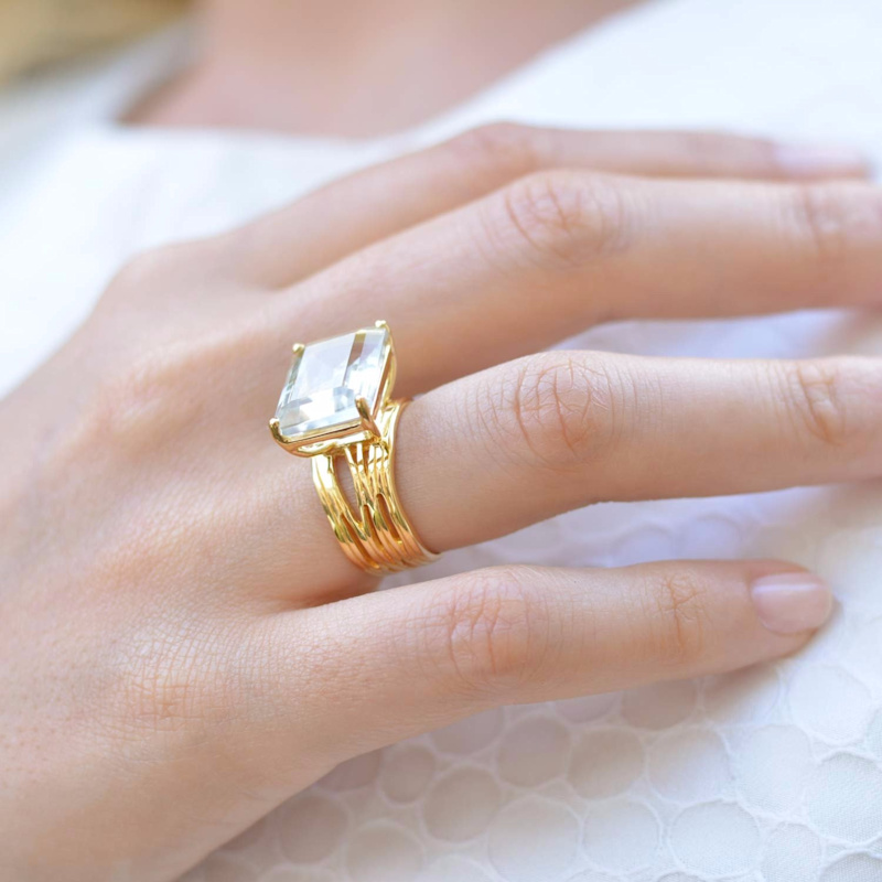 Thumbnail of Gold Vermeil Ring Green Amethyst Pietra image