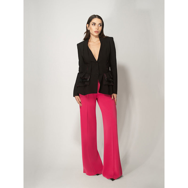 Thumbnail of High-Waist Wide-Leg Trousers, Hot Pink image
