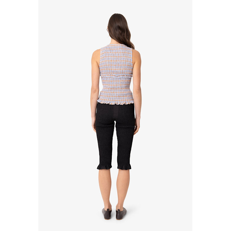 Mona Smocked Top In Blue & Orange Check | AMY LYNN | Wolf & Badger