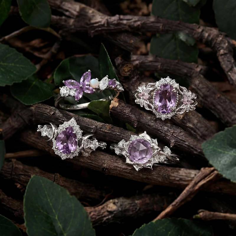 Thumbnail of Monarch Butterfly Amethyst Opal Ring White Gold Vermeil image
