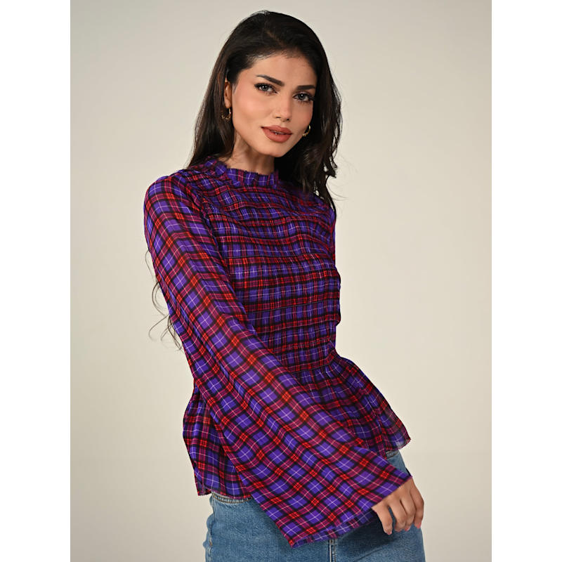 Monica Smocked Check Blouse | Rose & Nancy | Wolf & Badger