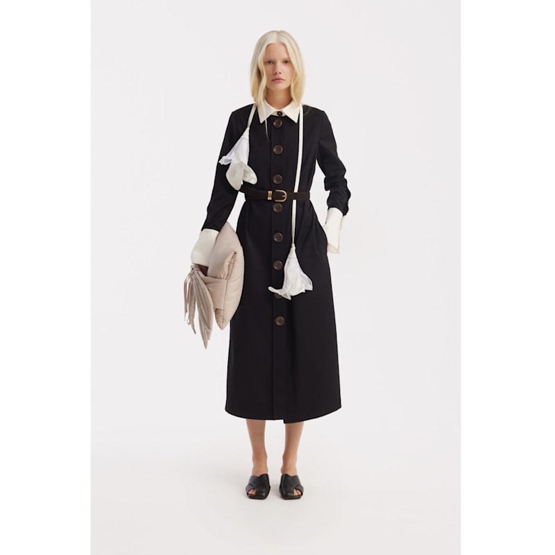 Thumbnail of Monochrome Midi Shirt Dress – Black & White image