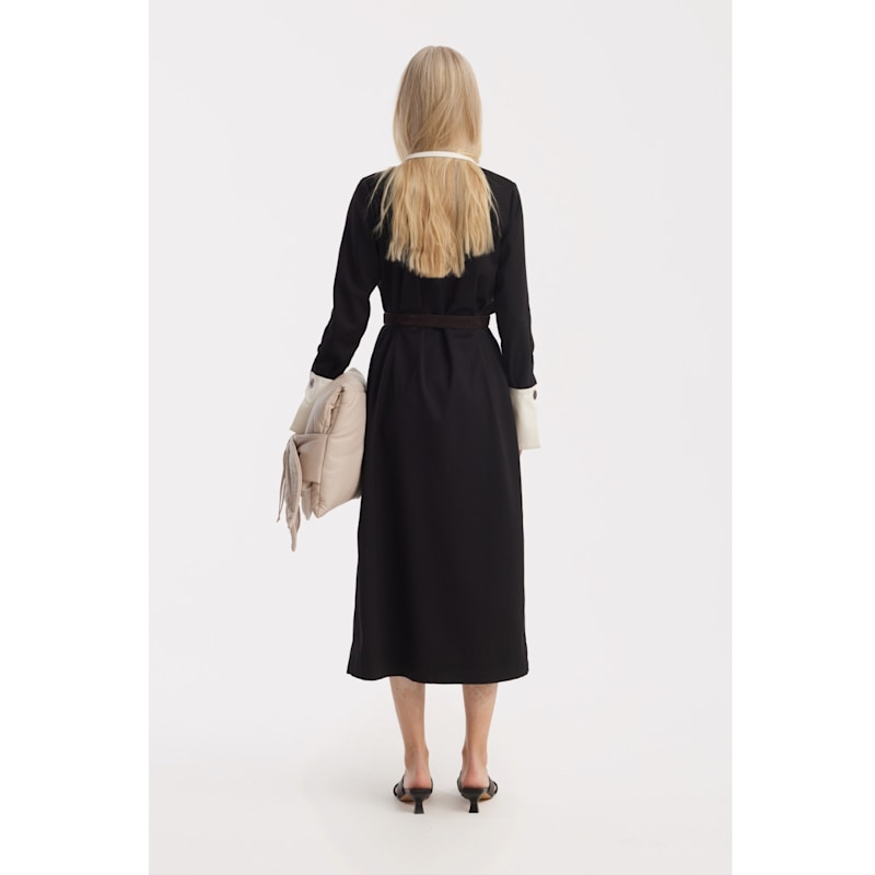 Thumbnail of Monochrome Midi Shirt Dress – Black & White image