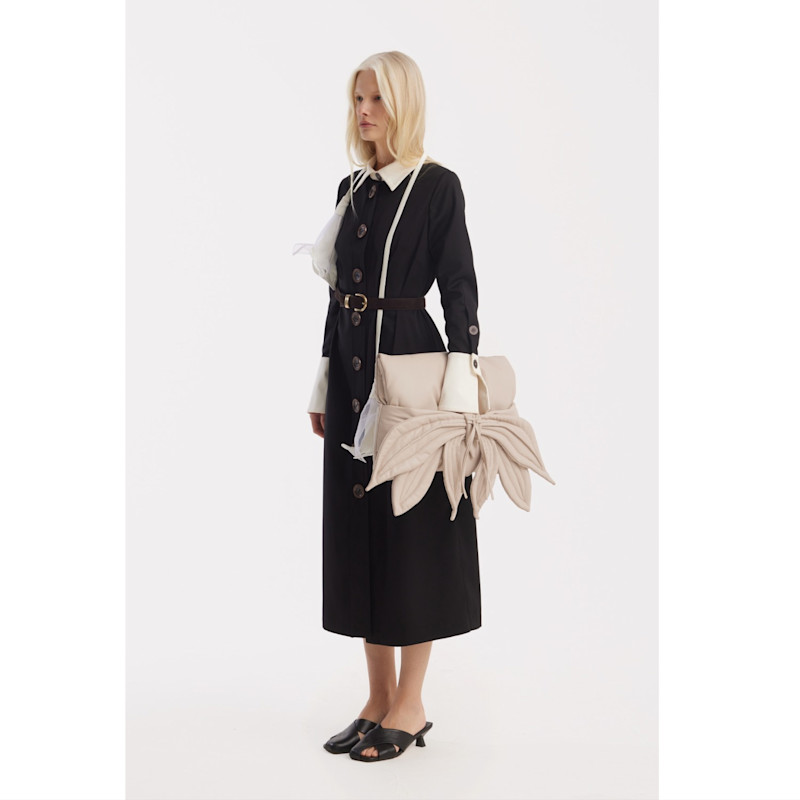Thumbnail of Monochrome Midi Shirt Dress – Black & White image
