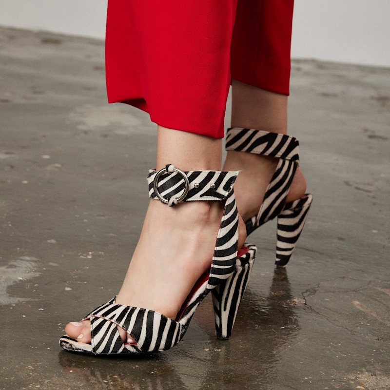Thumbnail of Montana Black & White Zebra Print Calf Hair Heels image